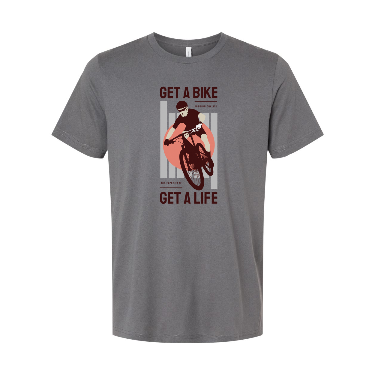 Unisex Bike Graphic Tee With Get A Bike Get A Life Message And Cycling Illustration