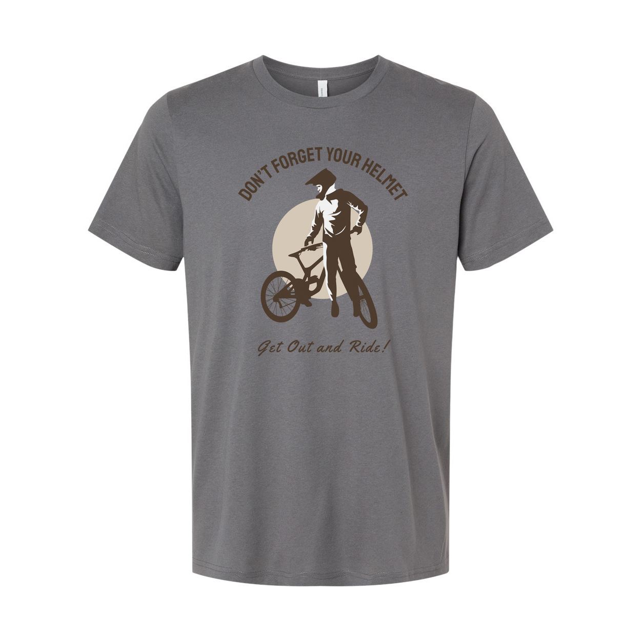 Unisex Biking T Shirt With Rider Silhouette And Don't Forget Your Helmet Slogan Graphic