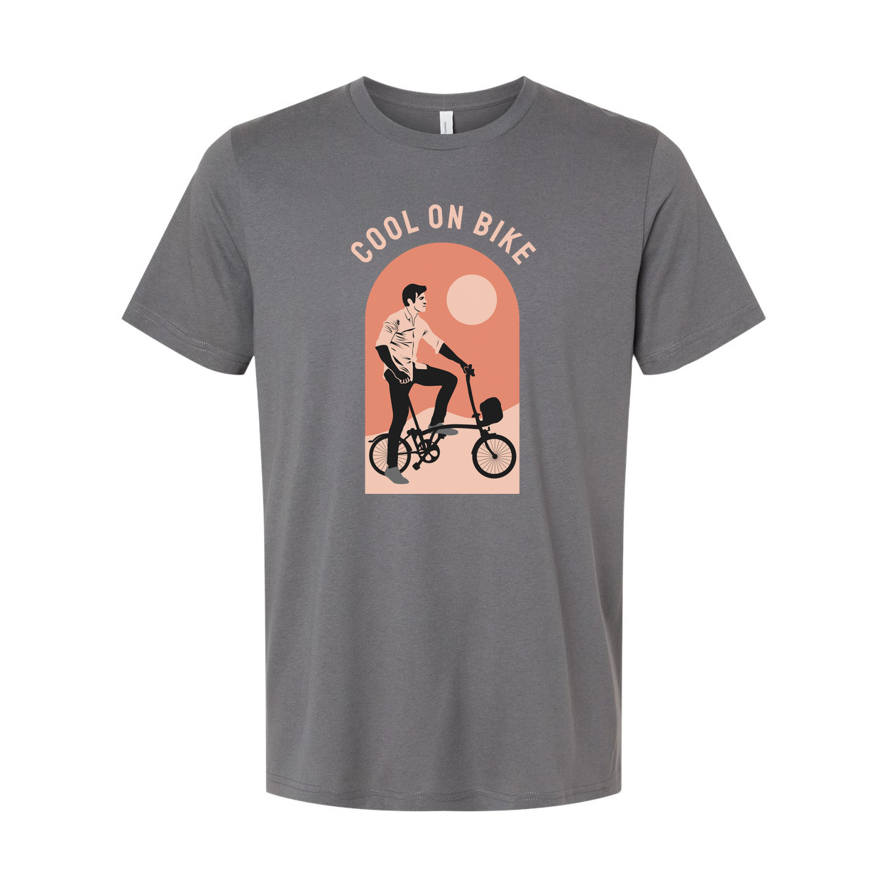 Unisex Bicycle Rider Graphic T-Shirt With Arch Sunset Design For Casual Everyday Wear
