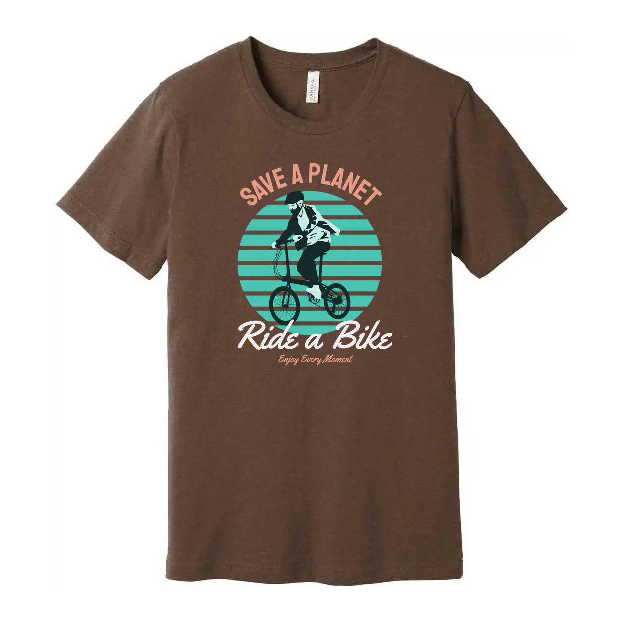 Unisex Bicycle Graphic T Shirt With Save A Planet And Ride A Bike Retro Illustration