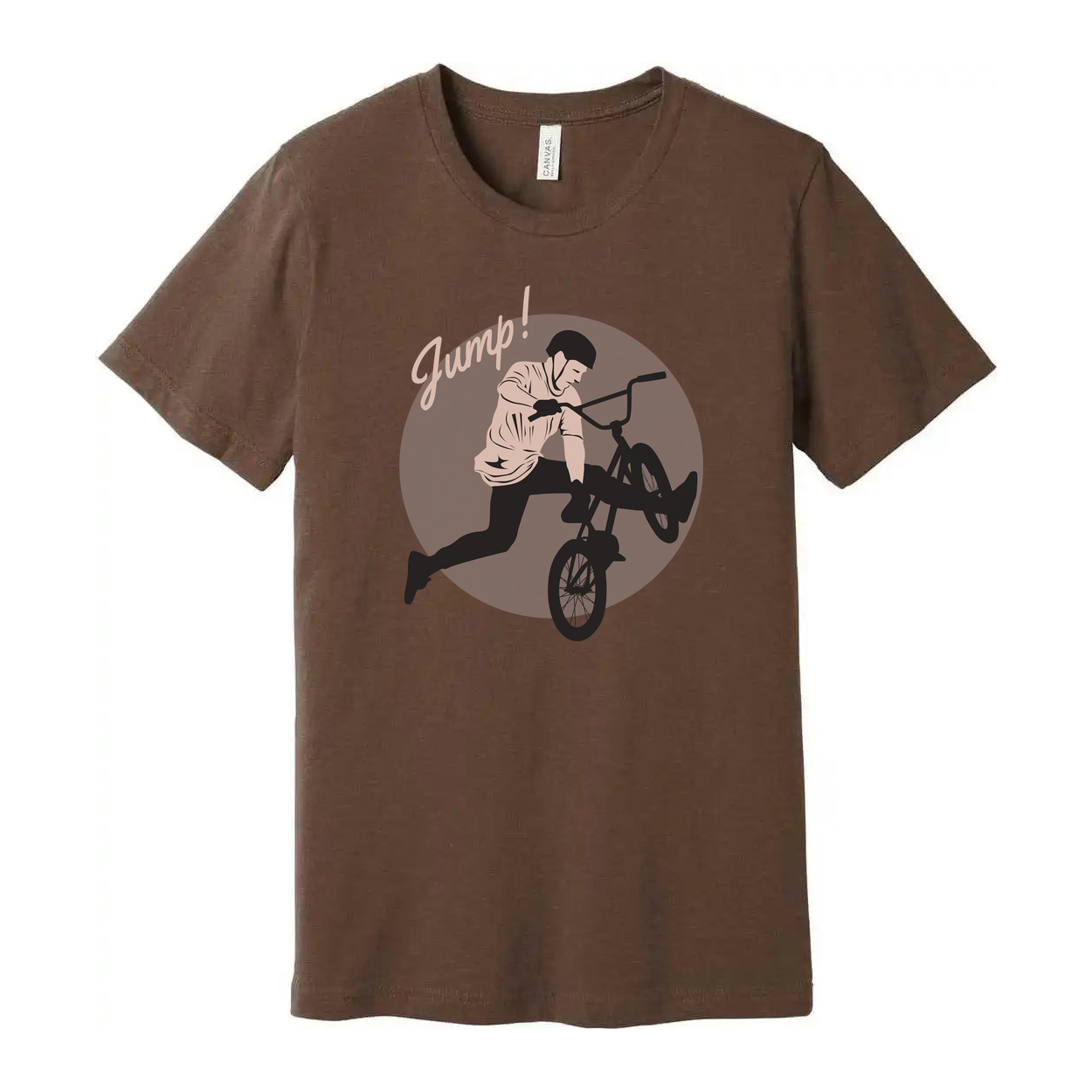 Unisex Bike Jump Graphic T Shirt With Circular Design Artwork For Bicycle Enthusiasts