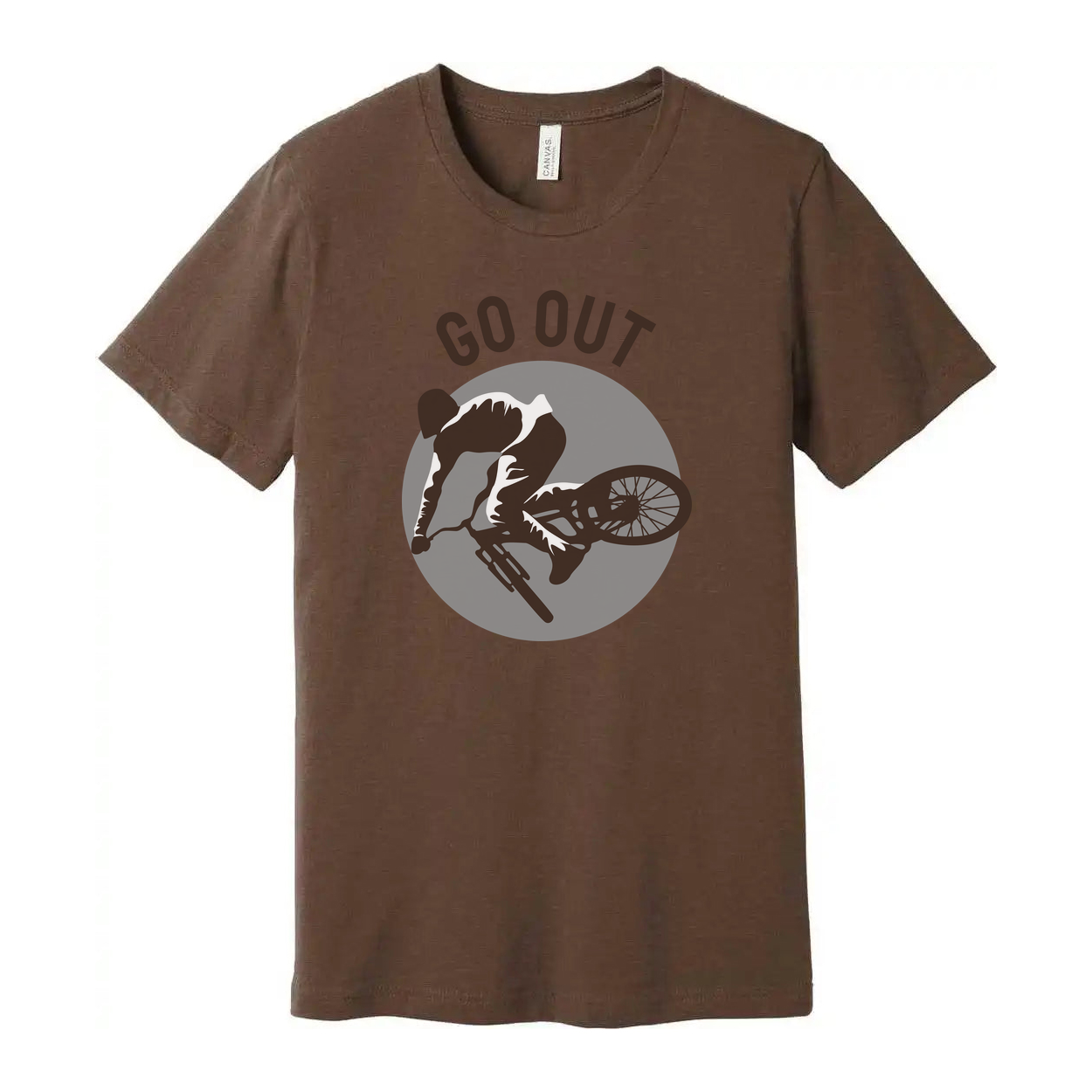 Go Out Mountain Biking Graphic Unisex T Shirt With Circular MTB Illustration For Outdoor Enthusiasts