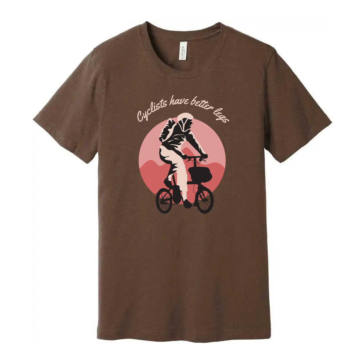 Unisex Cyclist Illustration T Shirt With Sunset Circle Background For Biking Enthusiasts