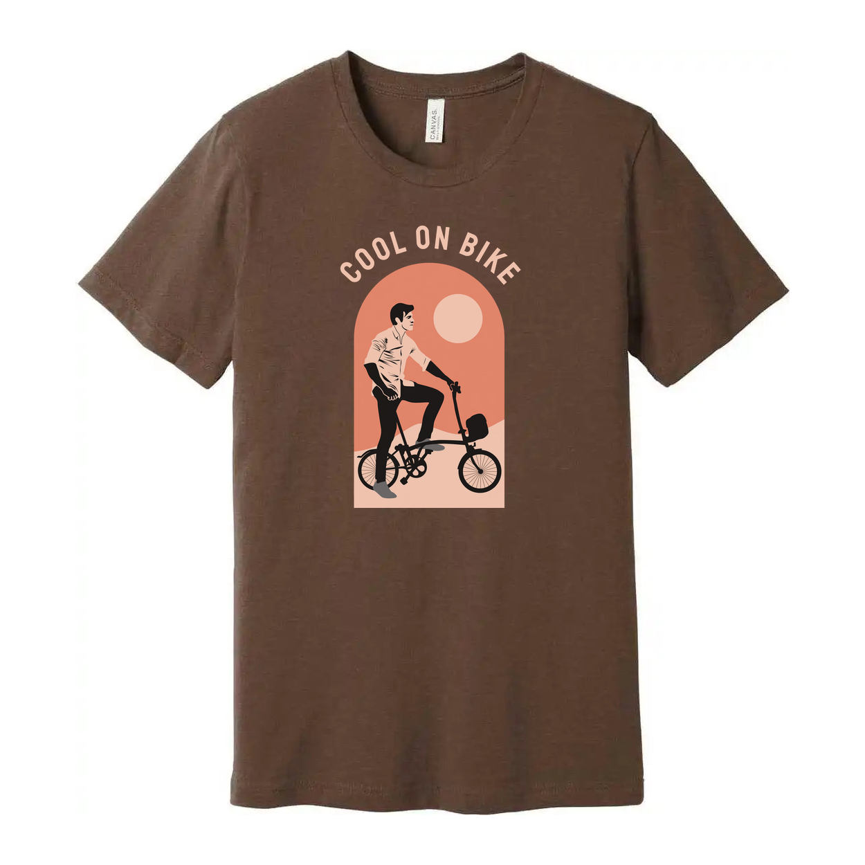 Unisex Bicycle Rider Graphic T-Shirt With Arch Sunset Design For Casual Everyday Wear