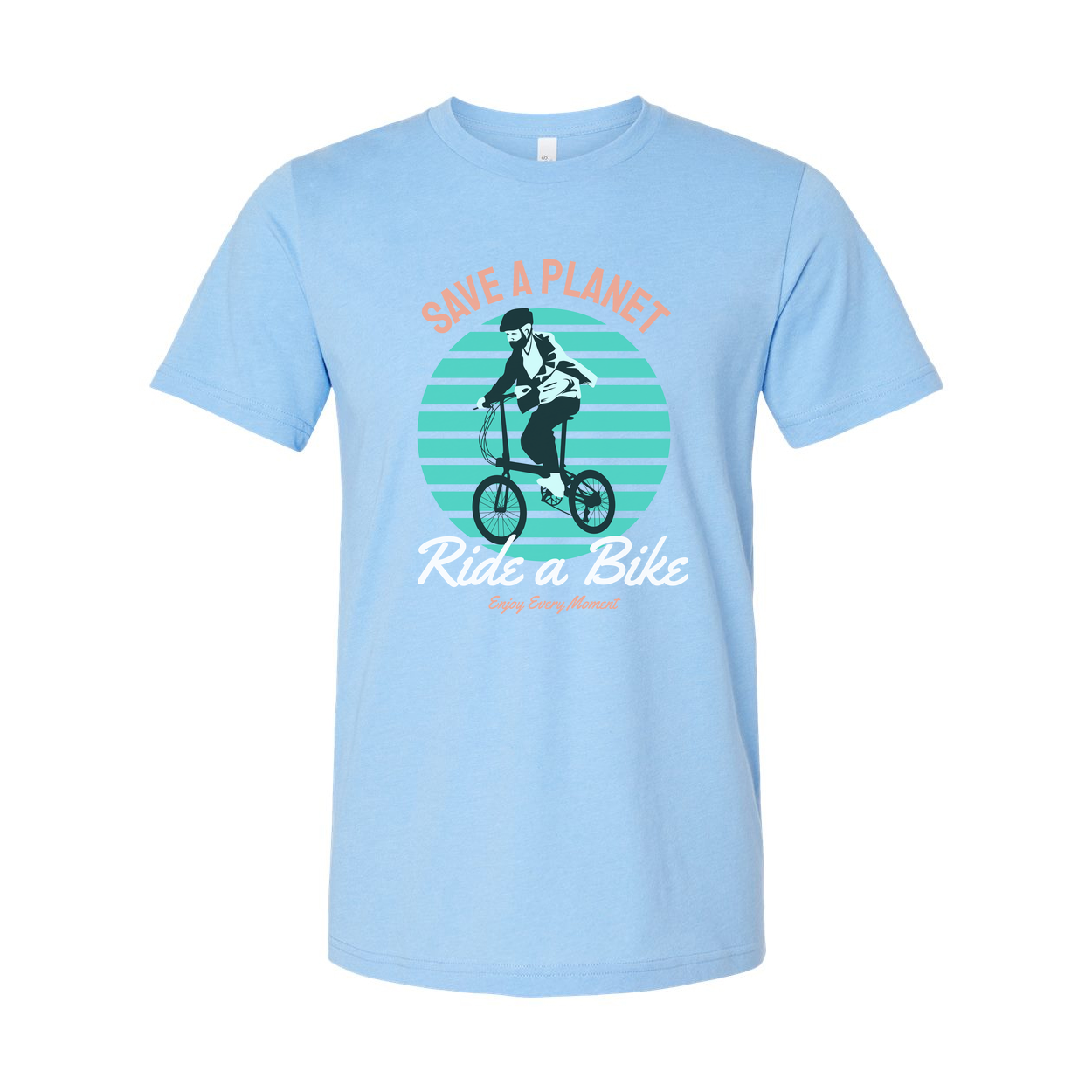 Unisex Bicycle Graphic T Shirt With Save A Planet And Ride A Bike Retro Illustration