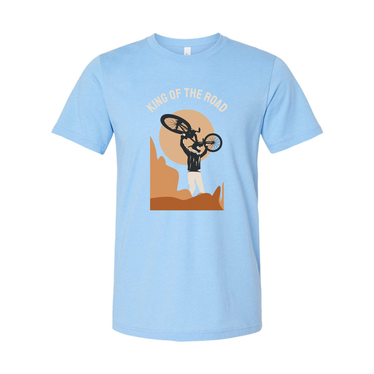 King Of The Road Cycling Graphic Unisex T Shirt Featuring Desert Canyon Silhouette And Sunset