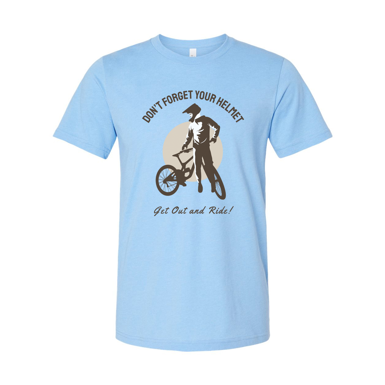 Unisex Biking T Shirt With Rider Silhouette And Don't Forget Your Helmet Slogan Graphic