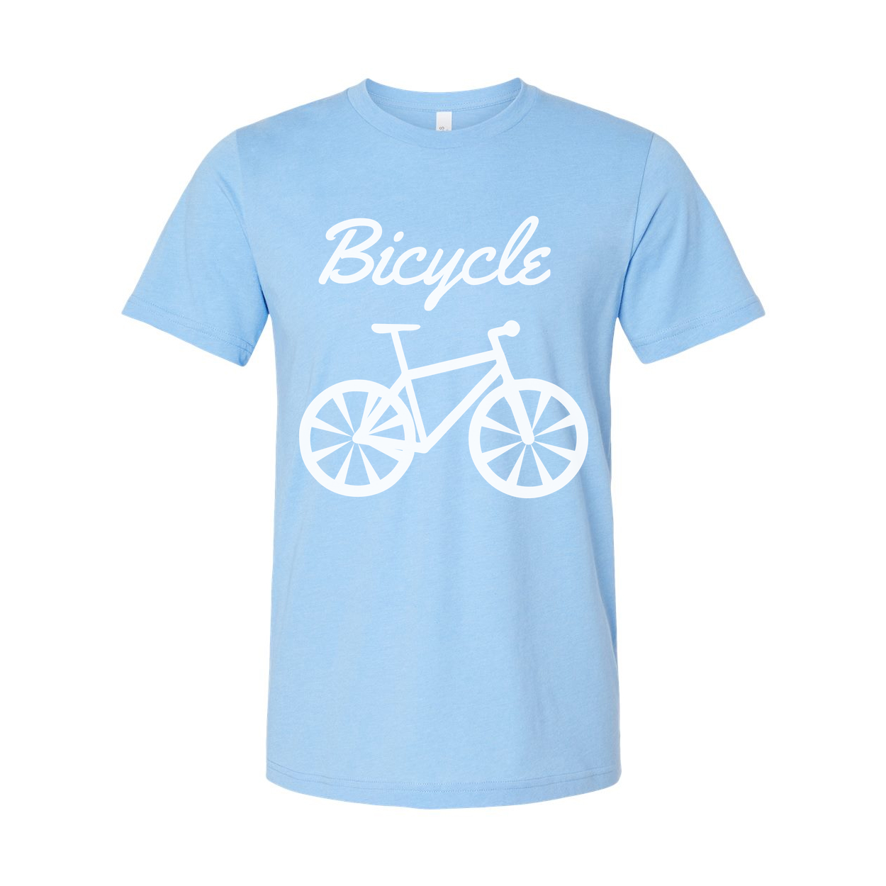 Unisex Bicycle Graphic T Shirt With Script Word And Large Bicycle Illustration Center Front Print
