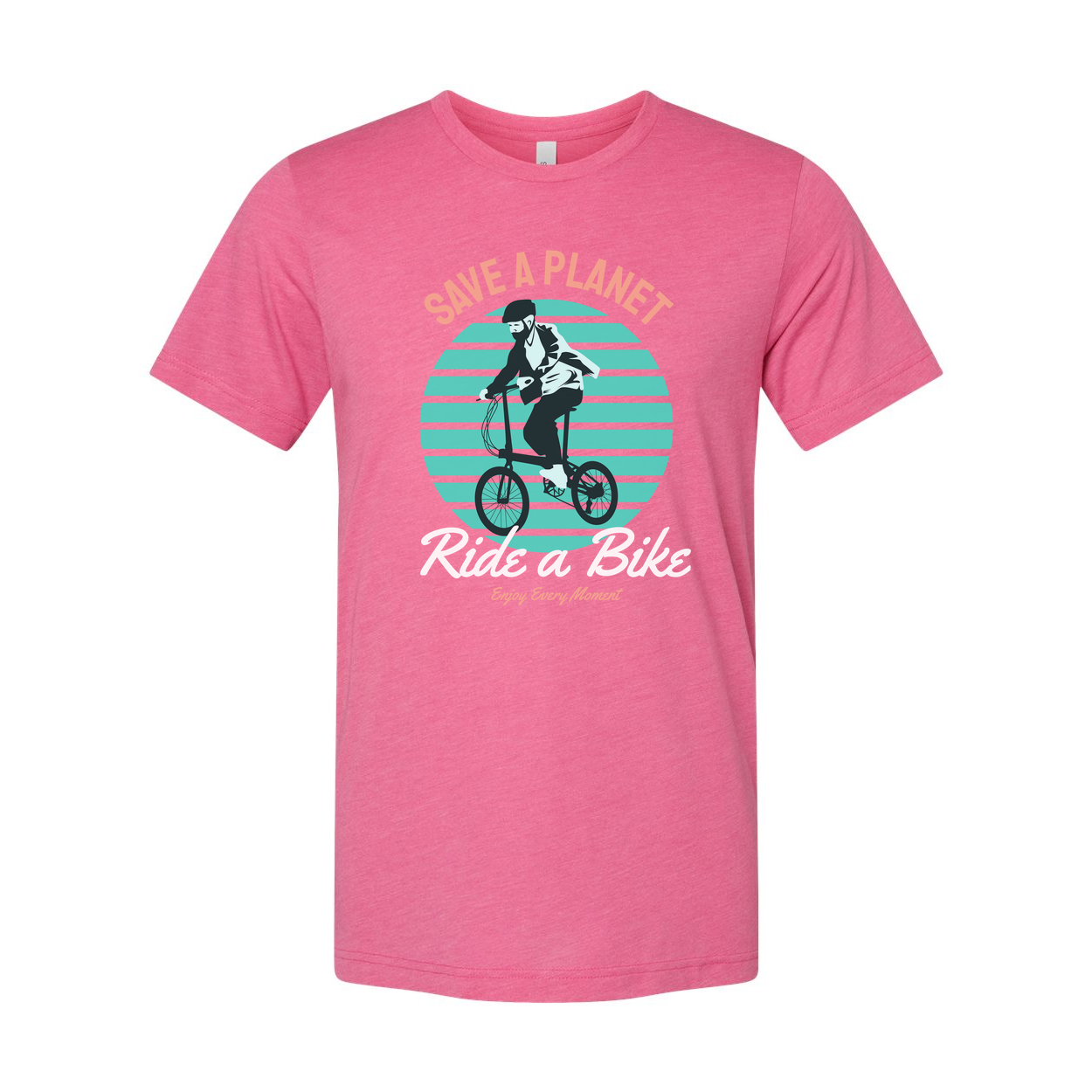 Unisex Bicycle Graphic T Shirt With Save A Planet And Ride A Bike Retro Illustration