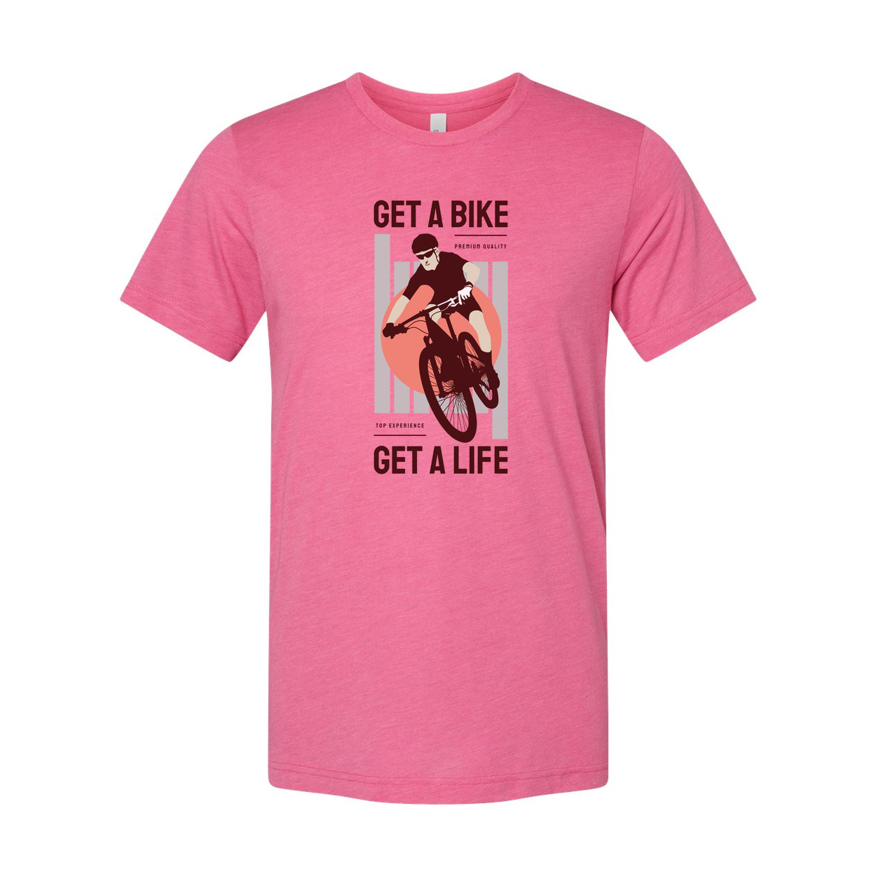 Unisex Bike Graphic Tee With Get A Bike Get A Life Message And Cycling Illustration