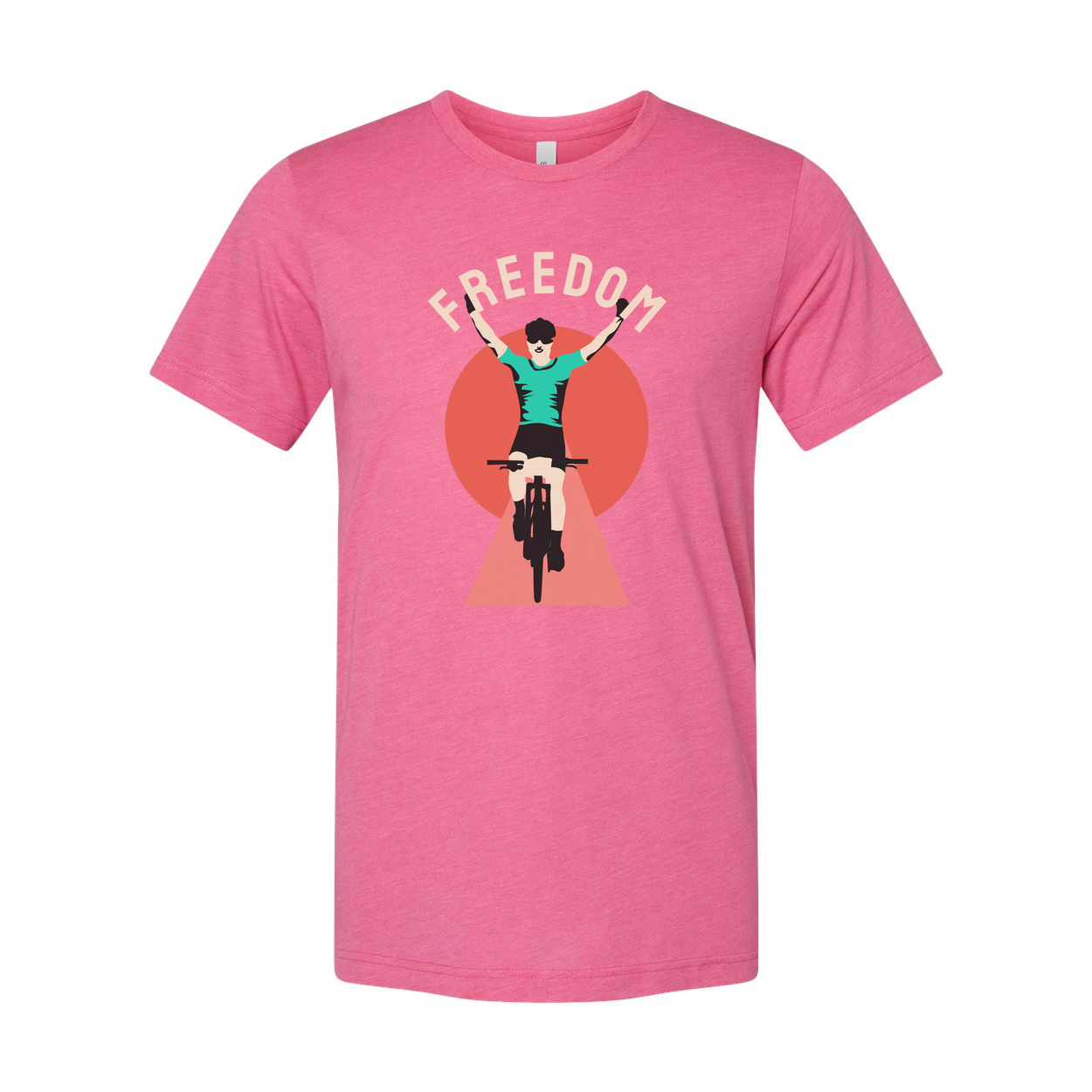 Unisex Cycling Graphic T Shirt With Rider Silhouette and Freedom Arch Design For Active Wear