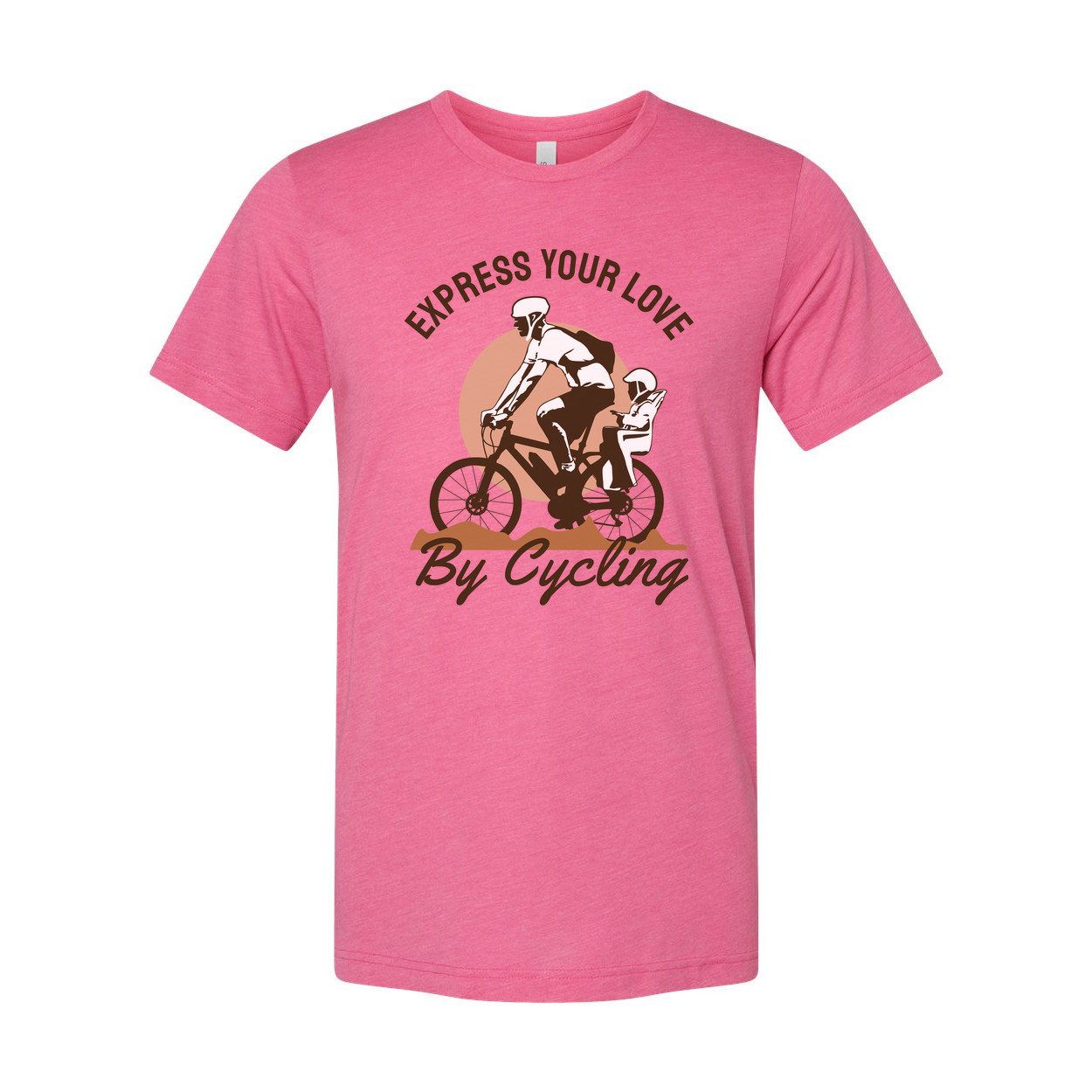 Express Your Love By Cycling Unisex Graphic Tee With Bike Rider And Child Design