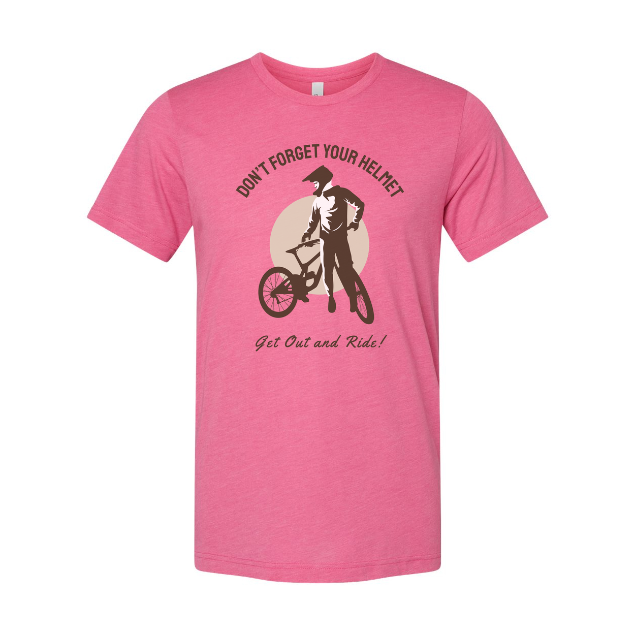 Unisex Biking T Shirt With Rider Silhouette And Don't Forget Your Helmet Slogan Graphic