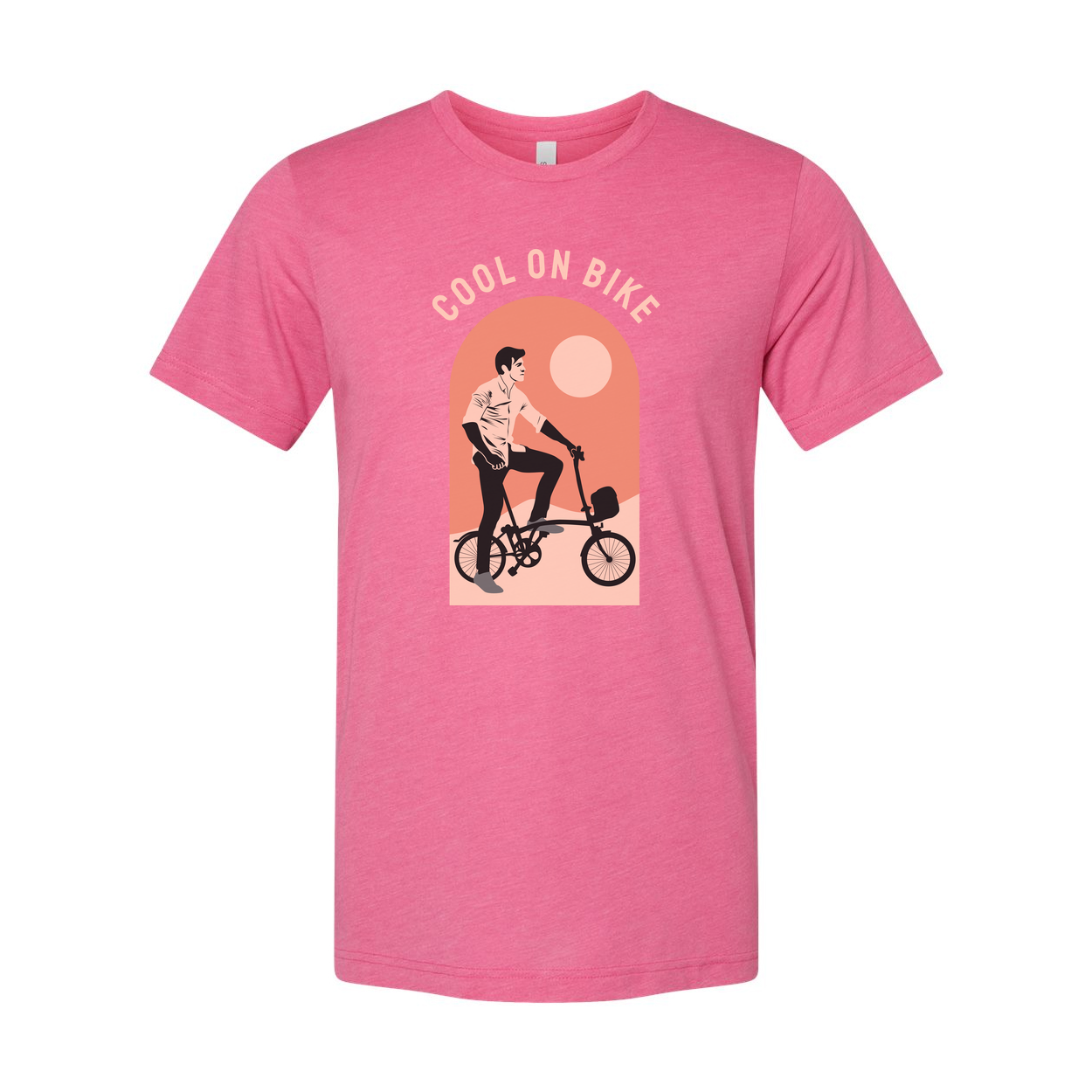 Unisex Bicycle Rider Graphic T-Shirt With Arch Sunset Design For Casual Everyday Wear