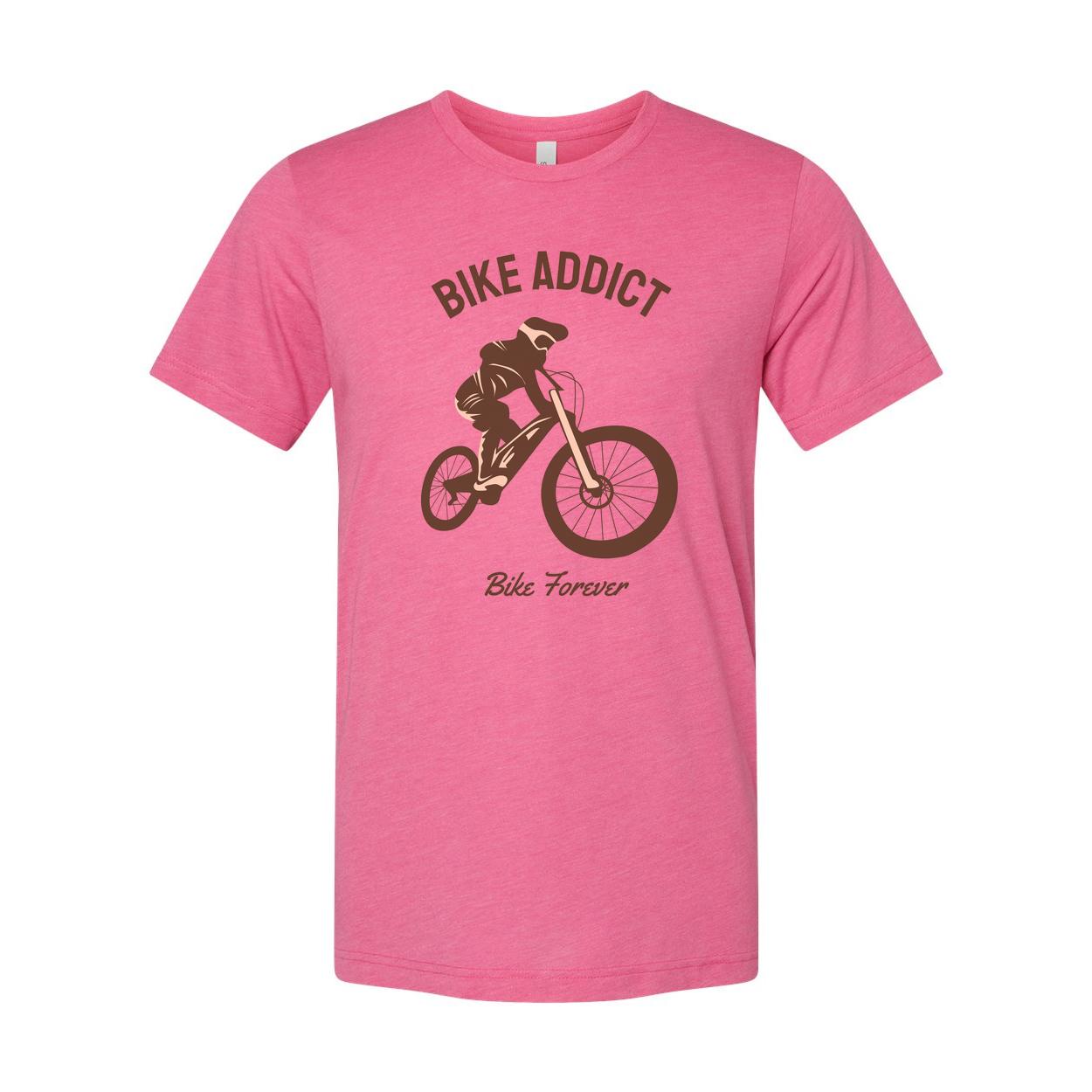 Bike Addict Graphic T Shirt With Bicycle Silhouette And Bike Forever Motto For Cyclists