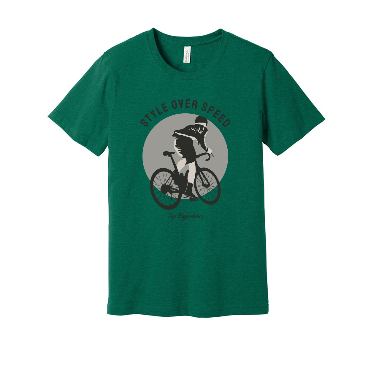 Unisex Graphic Cycling Tee With Style Over Speed Circle And Cyclist Silhouette Artwork