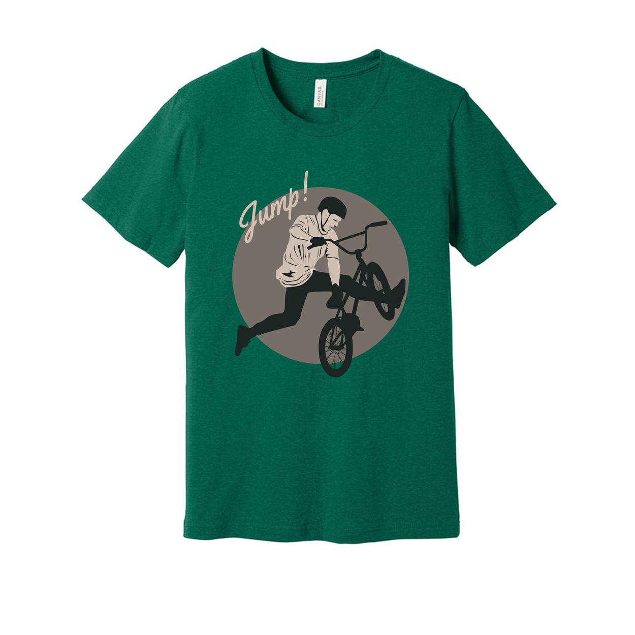 Unisex Bike Jump Graphic T Shirt With Circular Design Artwork For Bicycle Enthusiasts