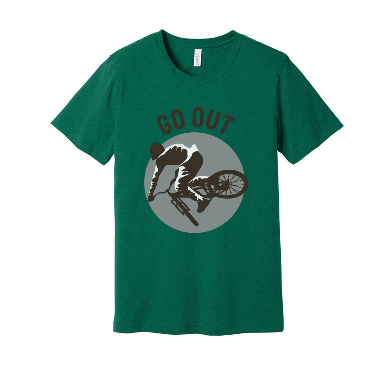 Go Out Mountain Biking Graphic Unisex T Shirt With Circular MTB Illustration For Outdoor Enthusiasts