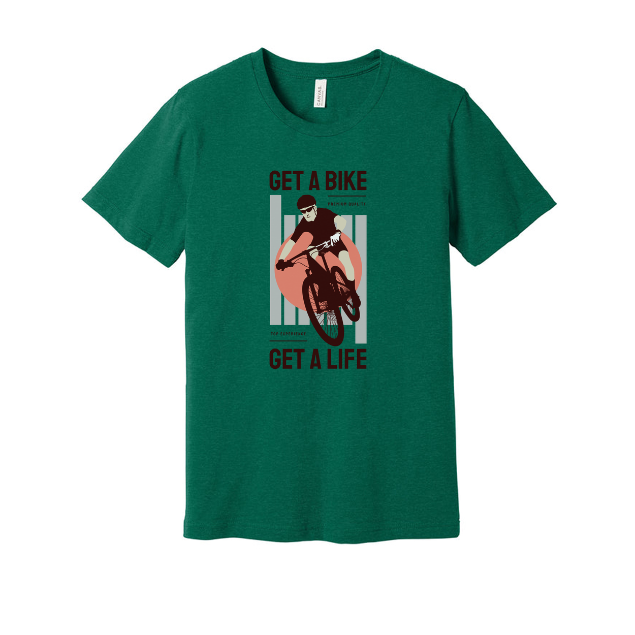 Unisex Bike Graphic Tee With Get A Bike Get A Life Message And Cycling Illustration