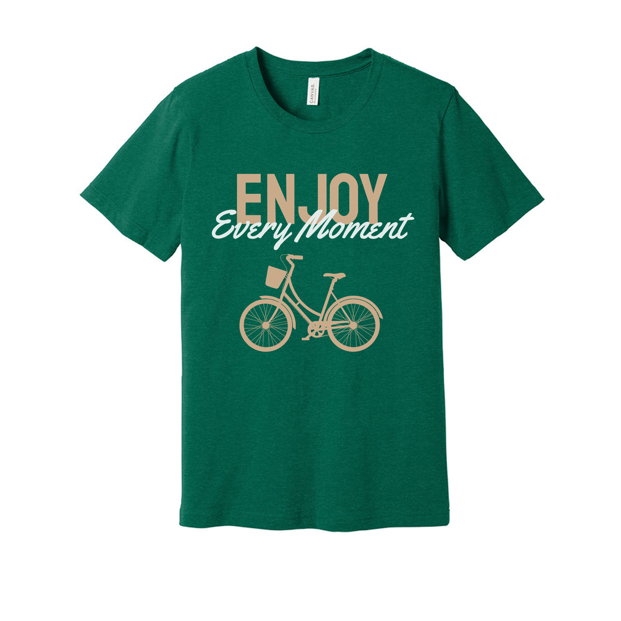 Unisex Cycling Tee With Peach Bicycle Print And Enjoy Every Moment Phrase Graphic