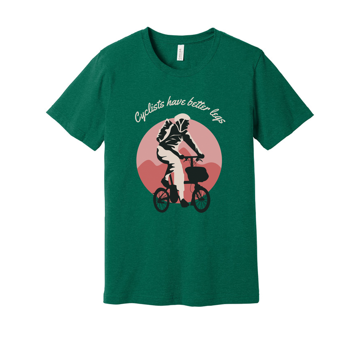 Unisex Cyclist Illustration T Shirt With Sunset Circle Background For Biking Enthusiasts