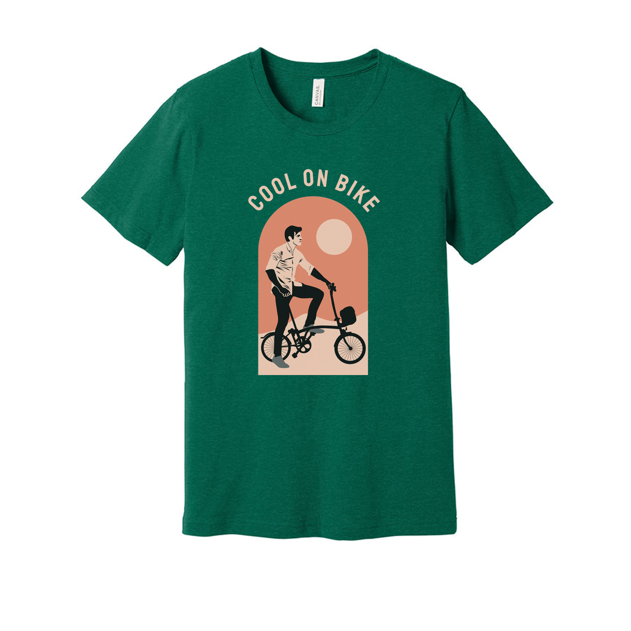 Unisex Bicycle Rider Graphic T-Shirt With Arch Sunset Design For Casual Everyday Wear