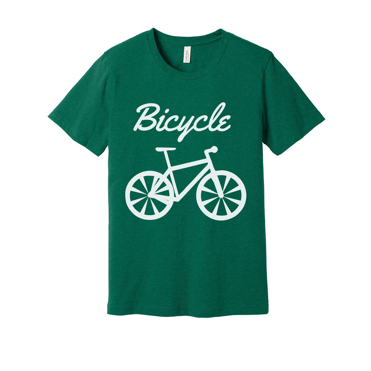 Unisex Bicycle Graphic T Shirt With Script Word And Large Bicycle Illustration Center Front Print