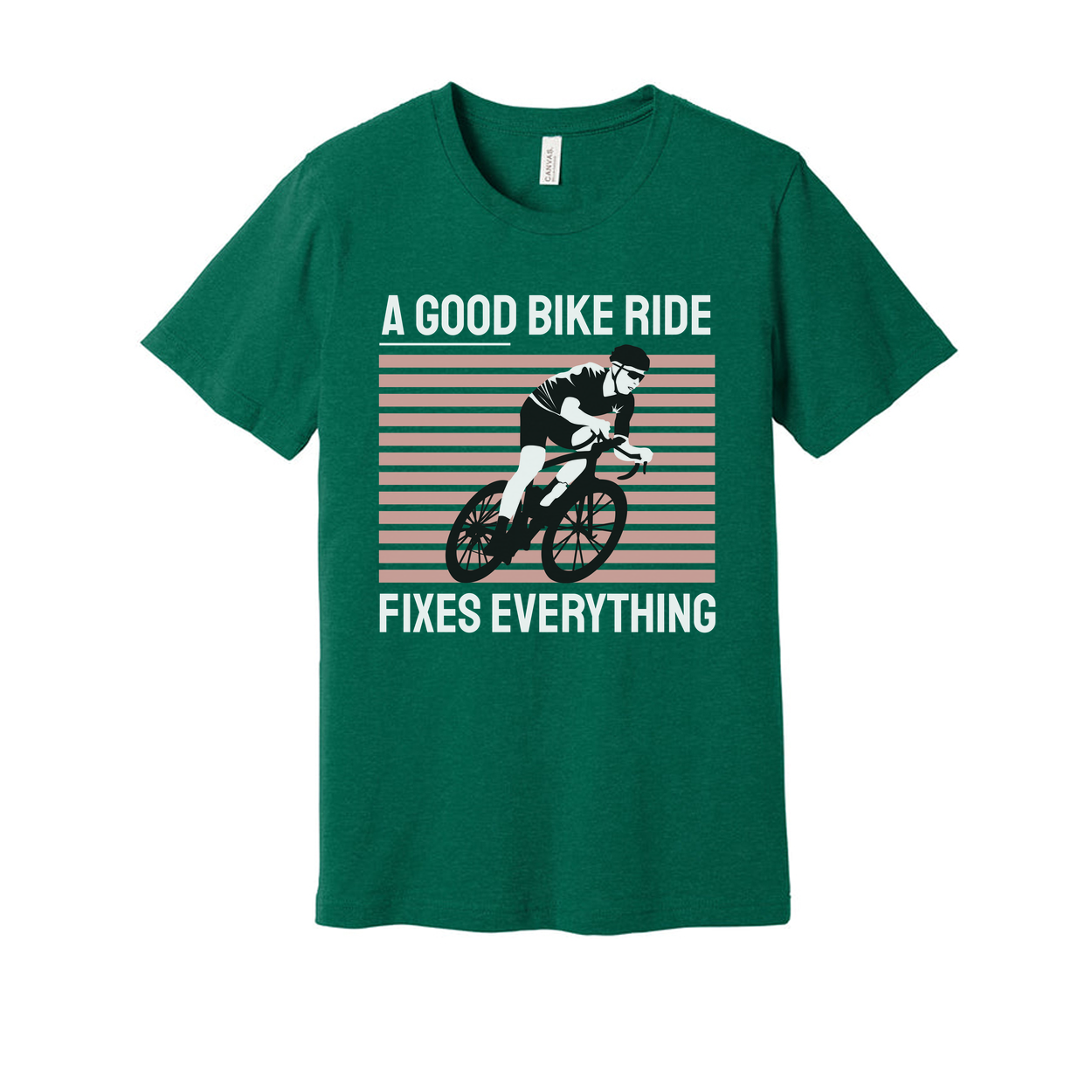 Graphic Cycling Tee With Retro Striped Background And Rider In Motion Illustration