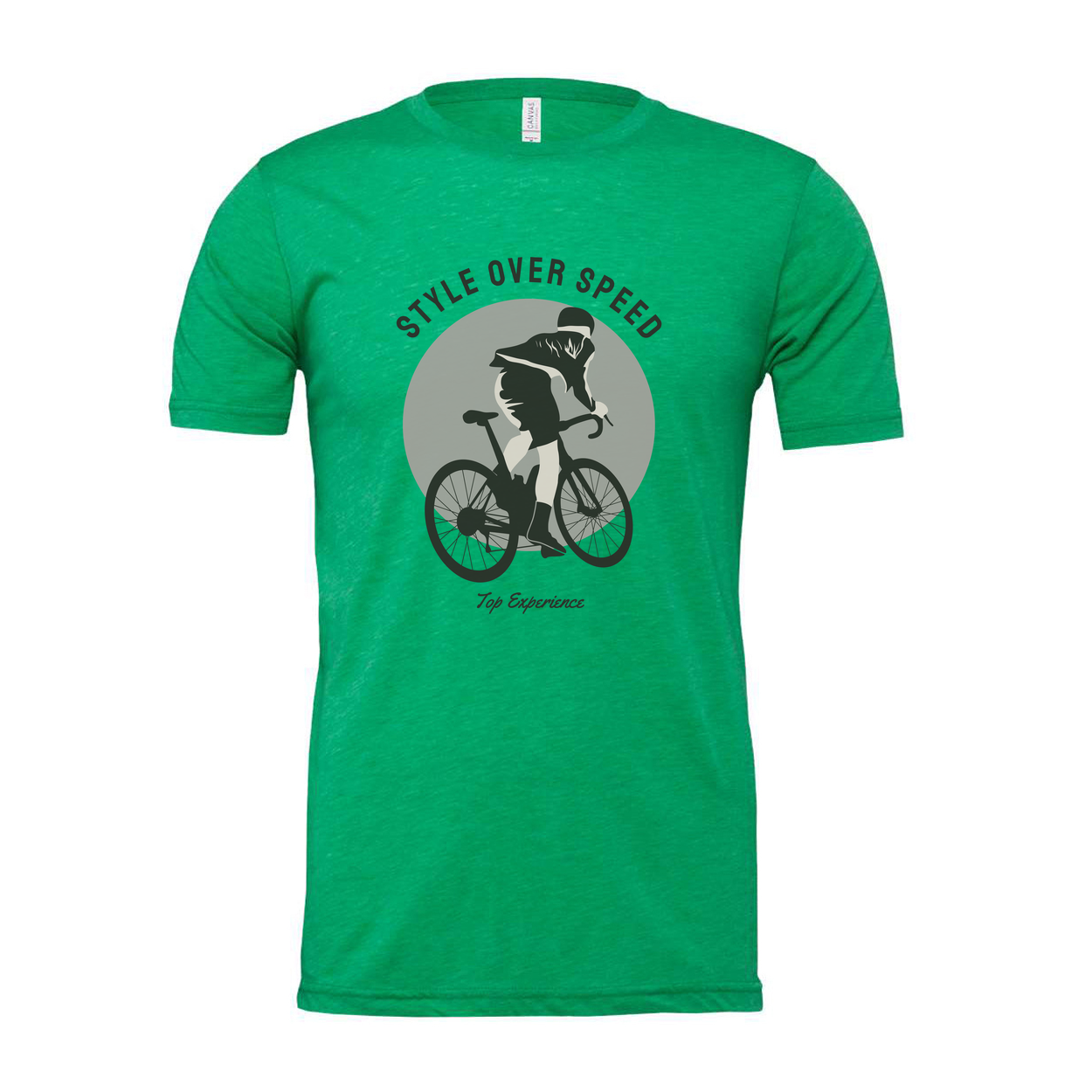 Unisex Graphic Cycling Tee With Style Over Speed Circle And Cyclist Silhouette Artwork