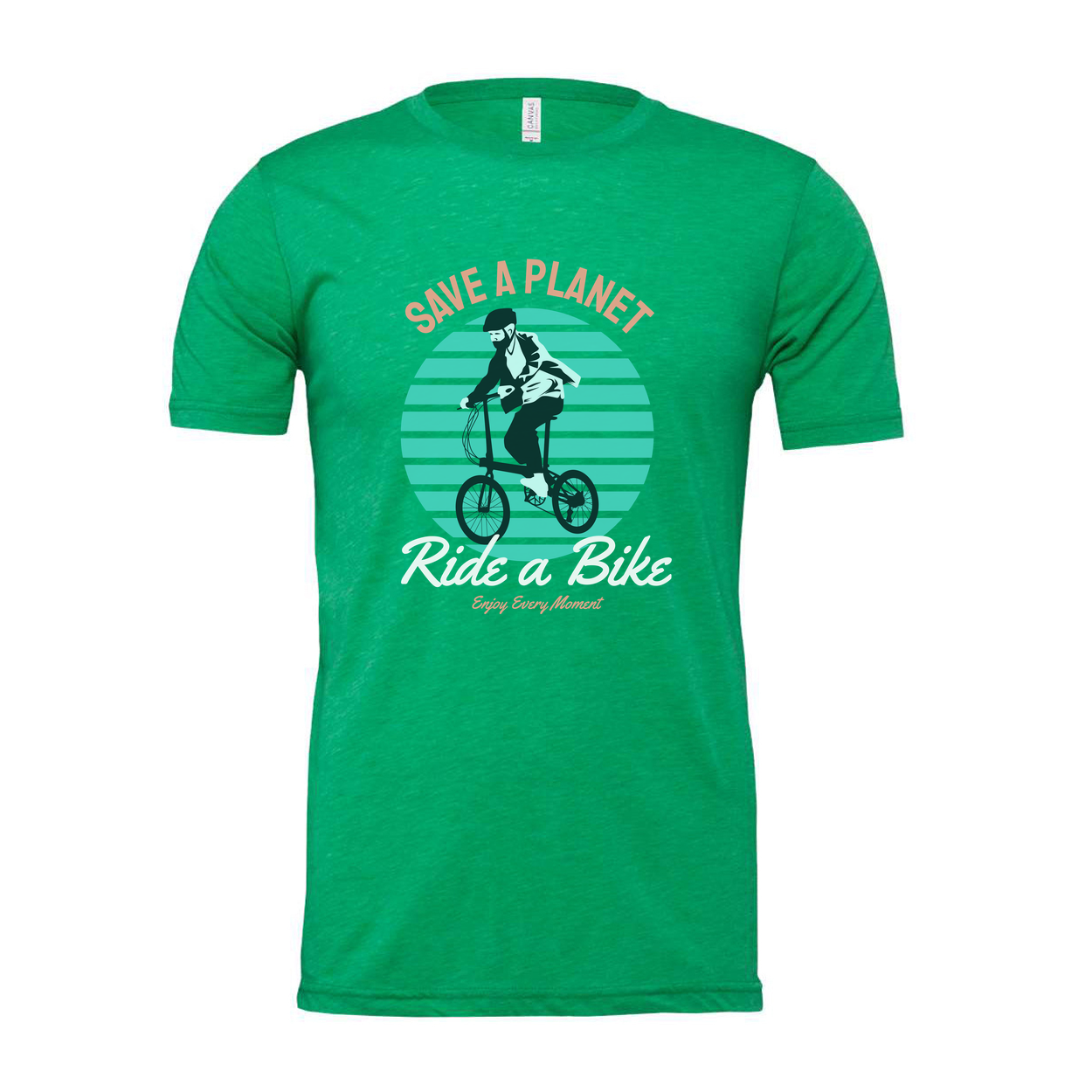 Unisex Bicycle Graphic T Shirt With Save A Planet And Ride A Bike Retro Illustration