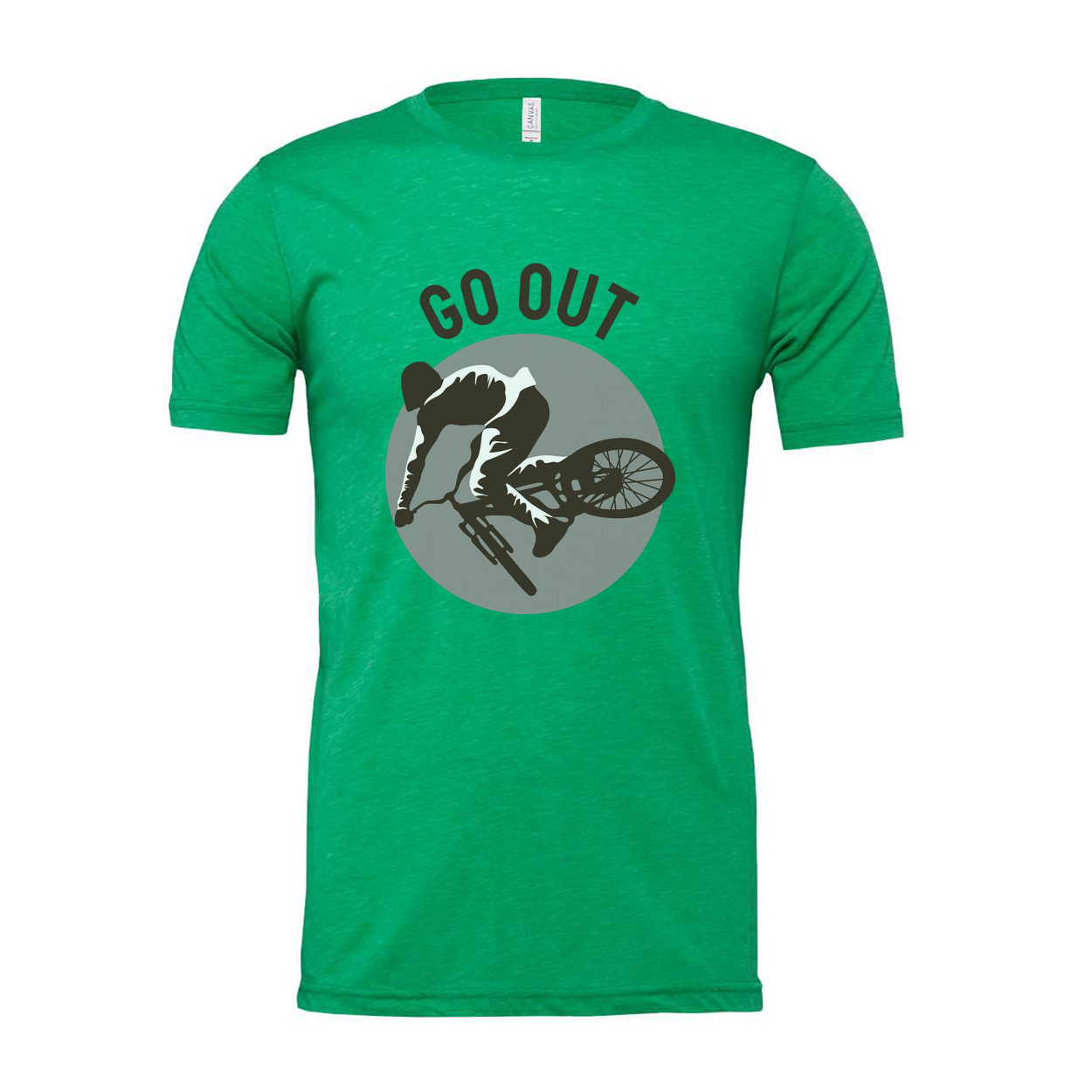 Go Out Mountain Biking Graphic Unisex T Shirt With Circular MTB Illustration For Outdoor Enthusiasts