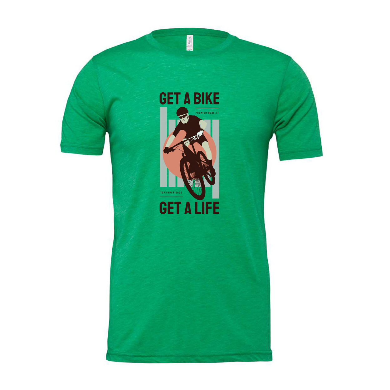 Unisex Bike Graphic Tee With Get A Bike Get A Life Message And Cycling Illustration