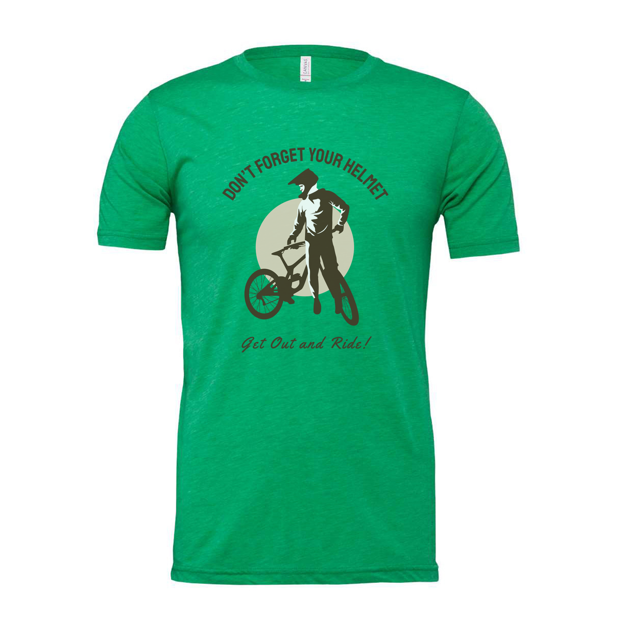 Unisex Biking T Shirt With Rider Silhouette And Don't Forget Your Helmet Slogan Graphic