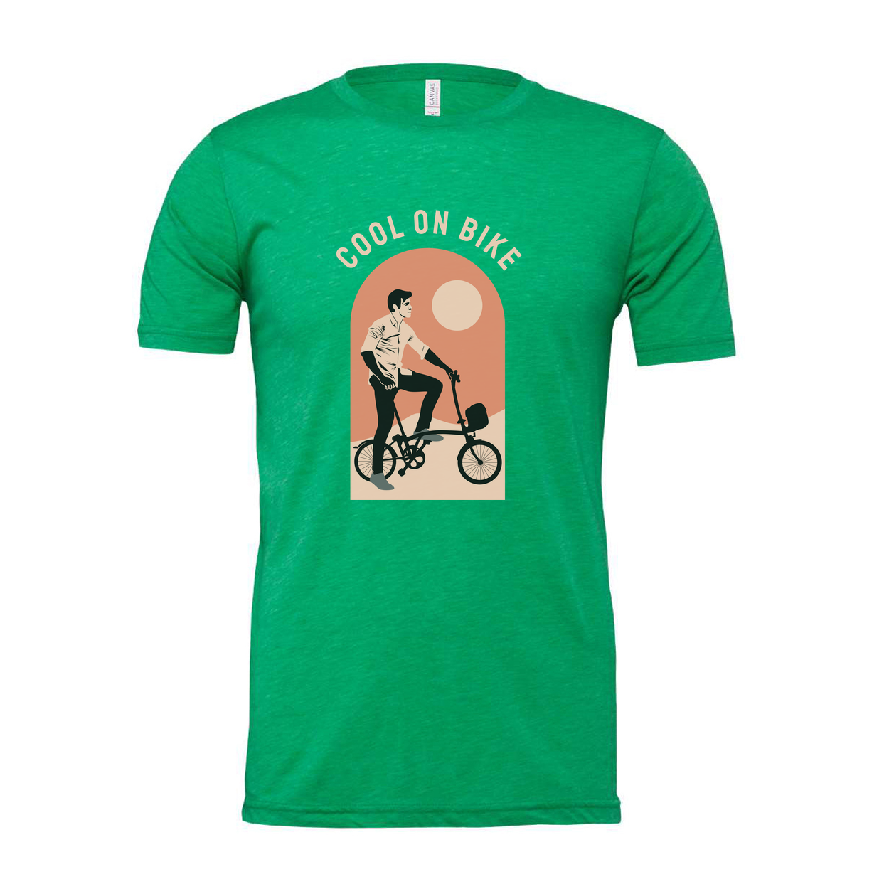 Unisex Bicycle Rider Graphic T-Shirt With Arch Sunset Design For Casual Everyday Wear
