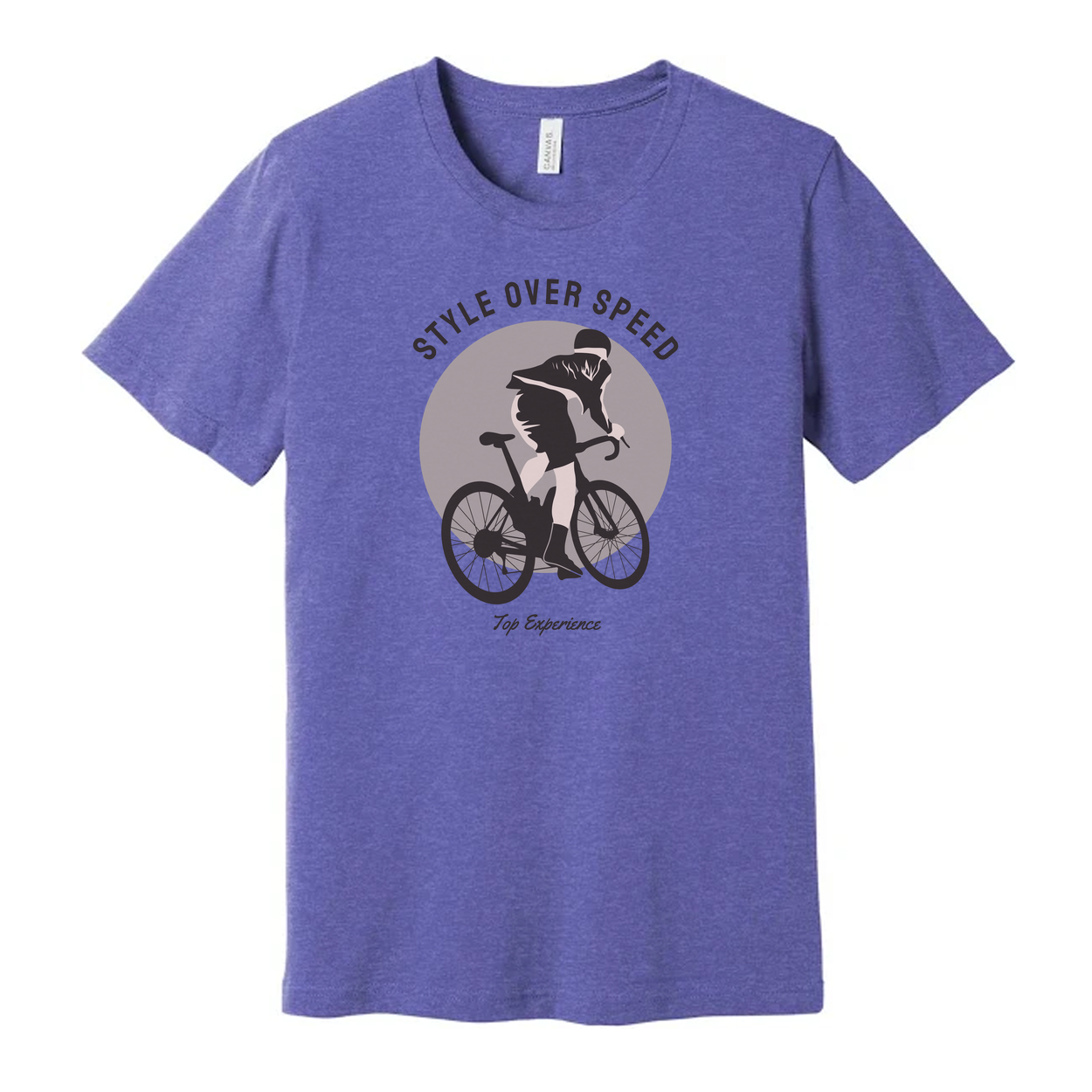 Unisex Graphic Cycling Tee With Style Over Speed Circle And Cyclist Silhouette Artwork