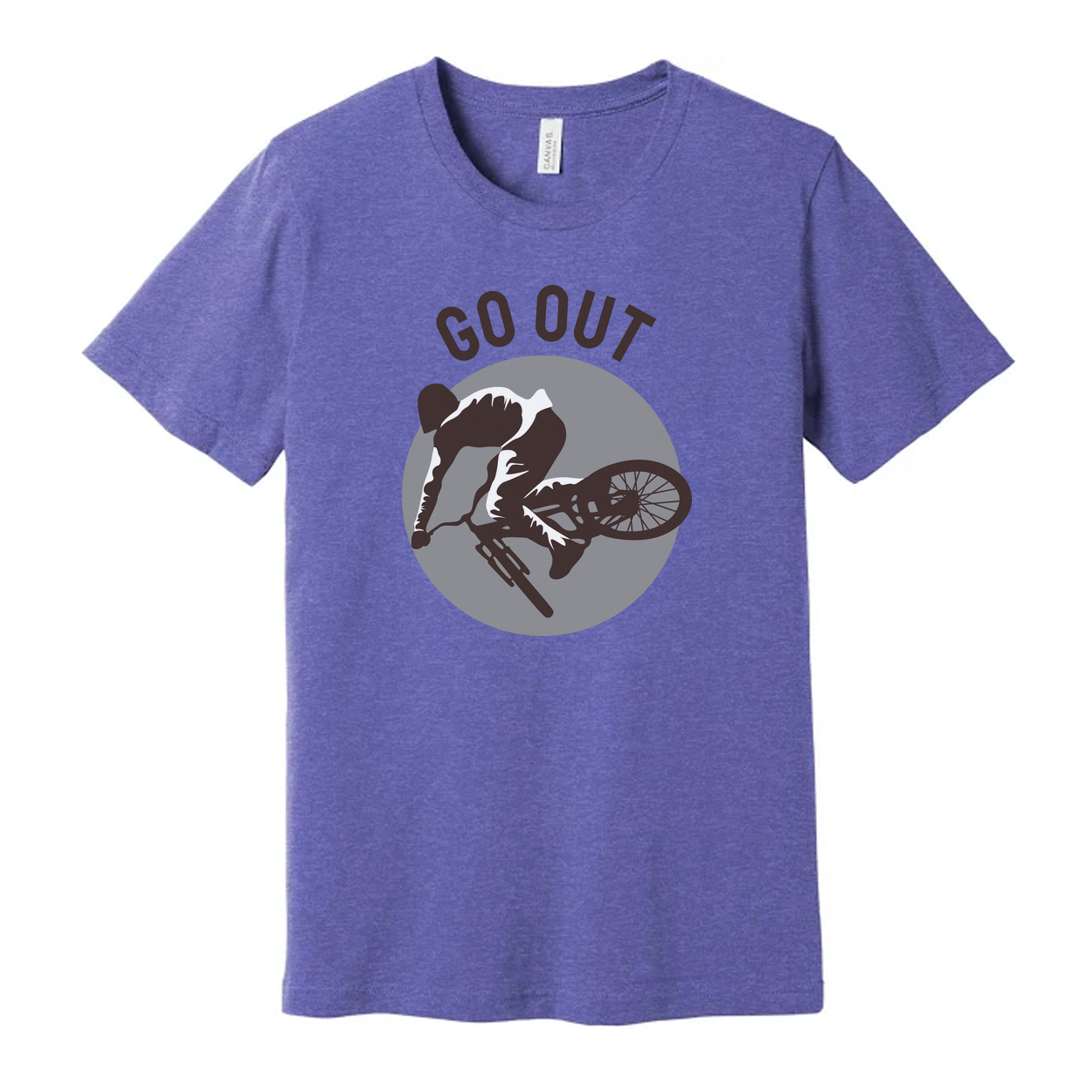 Go Out Mountain Biking Graphic Unisex T Shirt With Circular MTB Illustration For Outdoor Enthusiasts