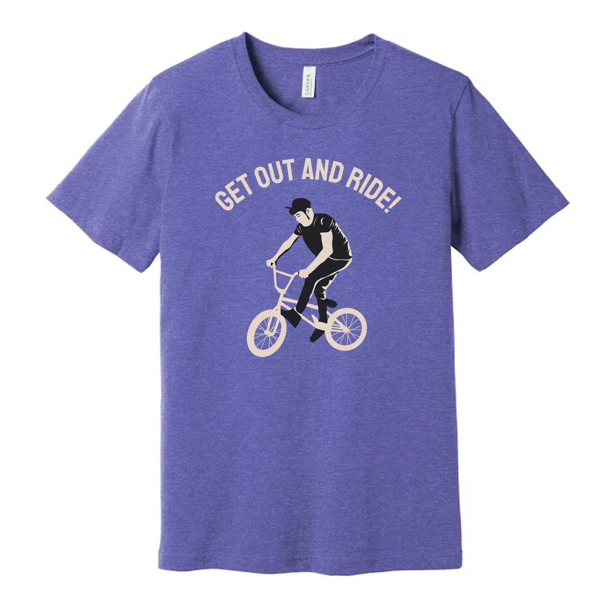 Unisex BMX Rider Graphic Tee For Cyclists With Get Out And Ride Slogan Artwork Bold Design