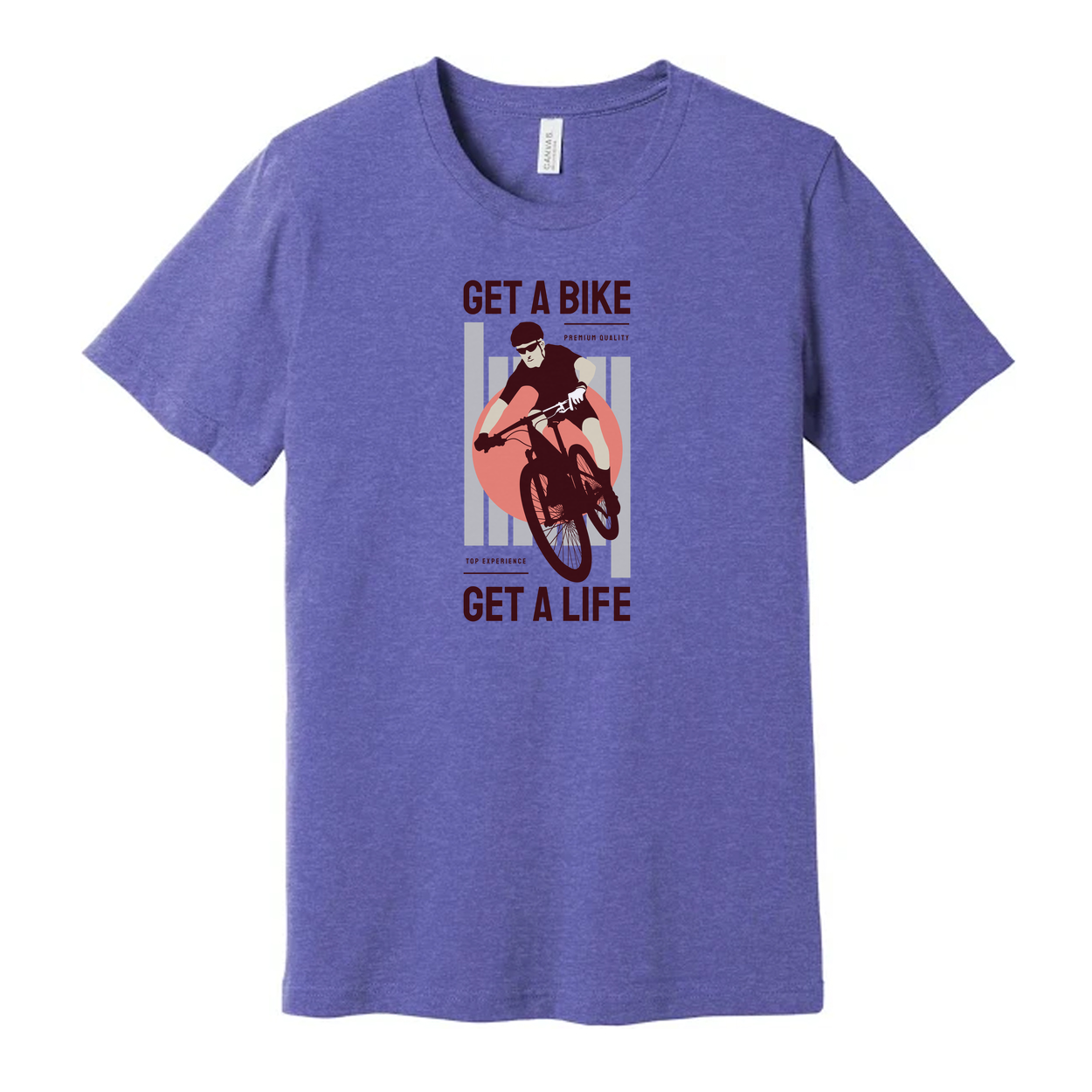 Unisex Bike Graphic Tee With Get A Bike Get A Life Message And Cycling Illustration