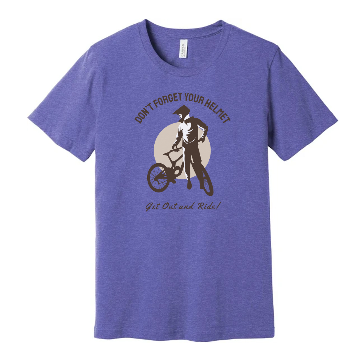 Unisex Biking T Shirt With Rider Silhouette And Don't Forget Your Helmet Slogan Graphic