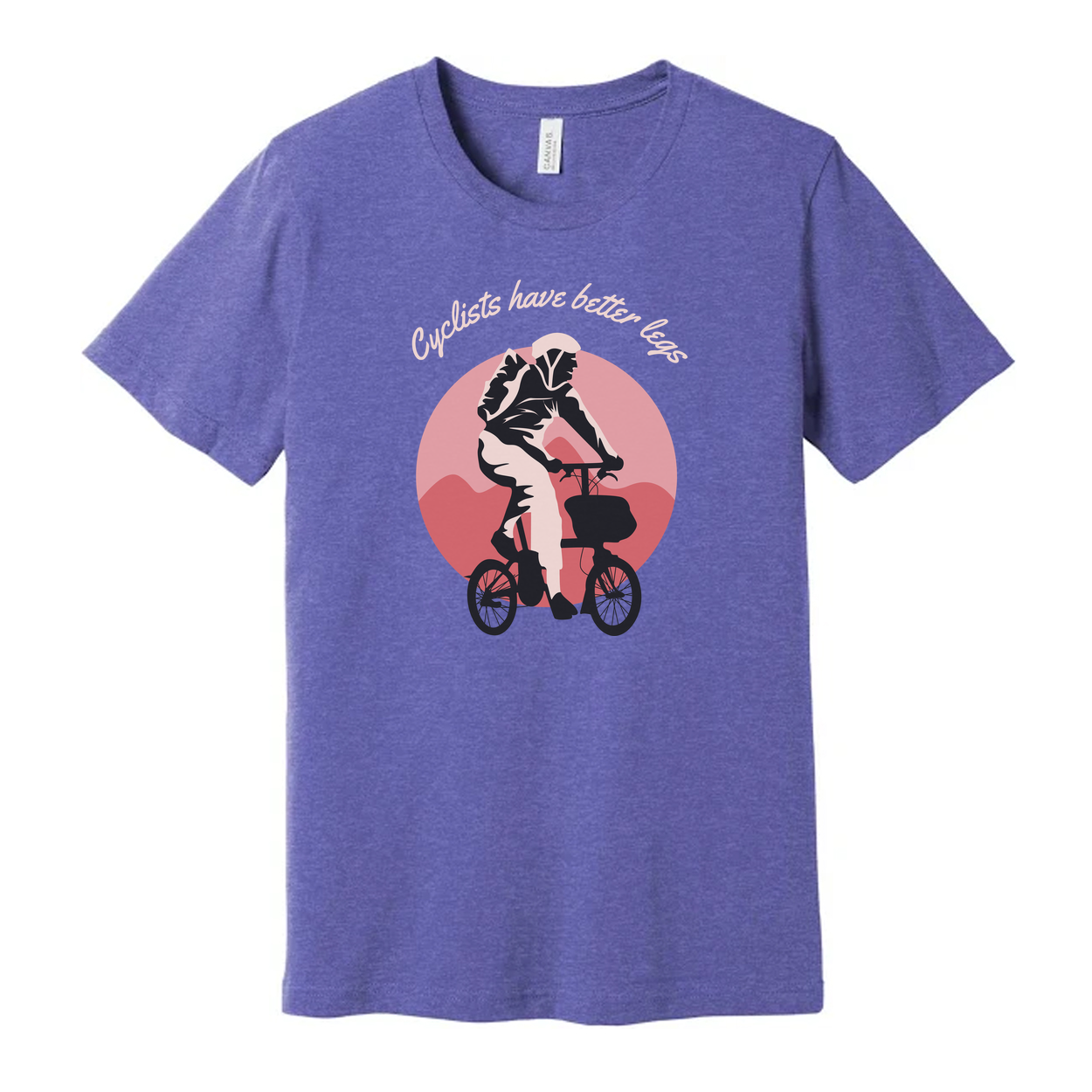 Unisex Cyclist Illustration T Shirt With Sunset Circle Background For Biking Enthusiasts