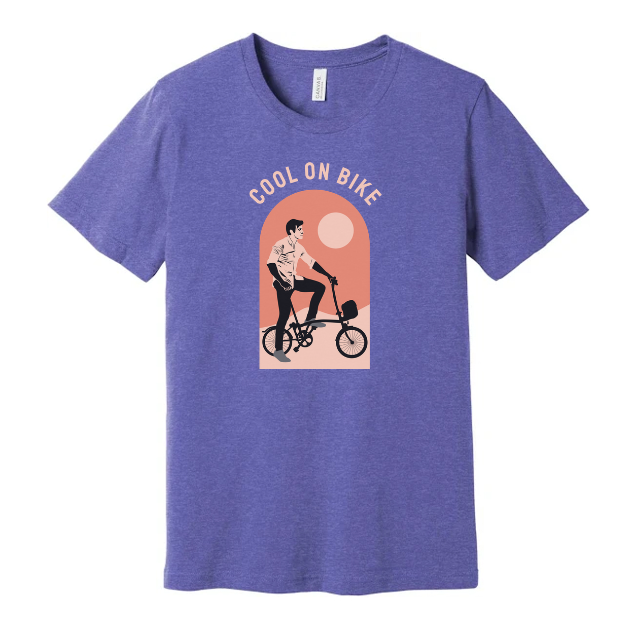 Unisex Bicycle Rider Graphic T-Shirt With Arch Sunset Design For Casual Everyday Wear