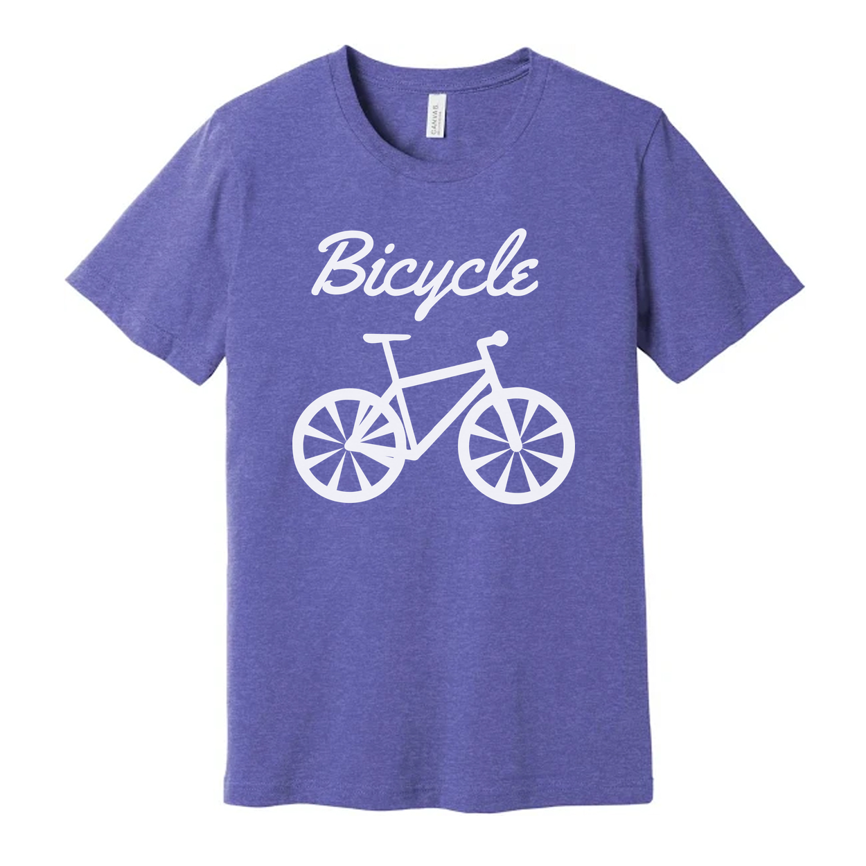 Unisex Bicycle Graphic T Shirt With Script Word And Large Bicycle Illustration Center Front Print