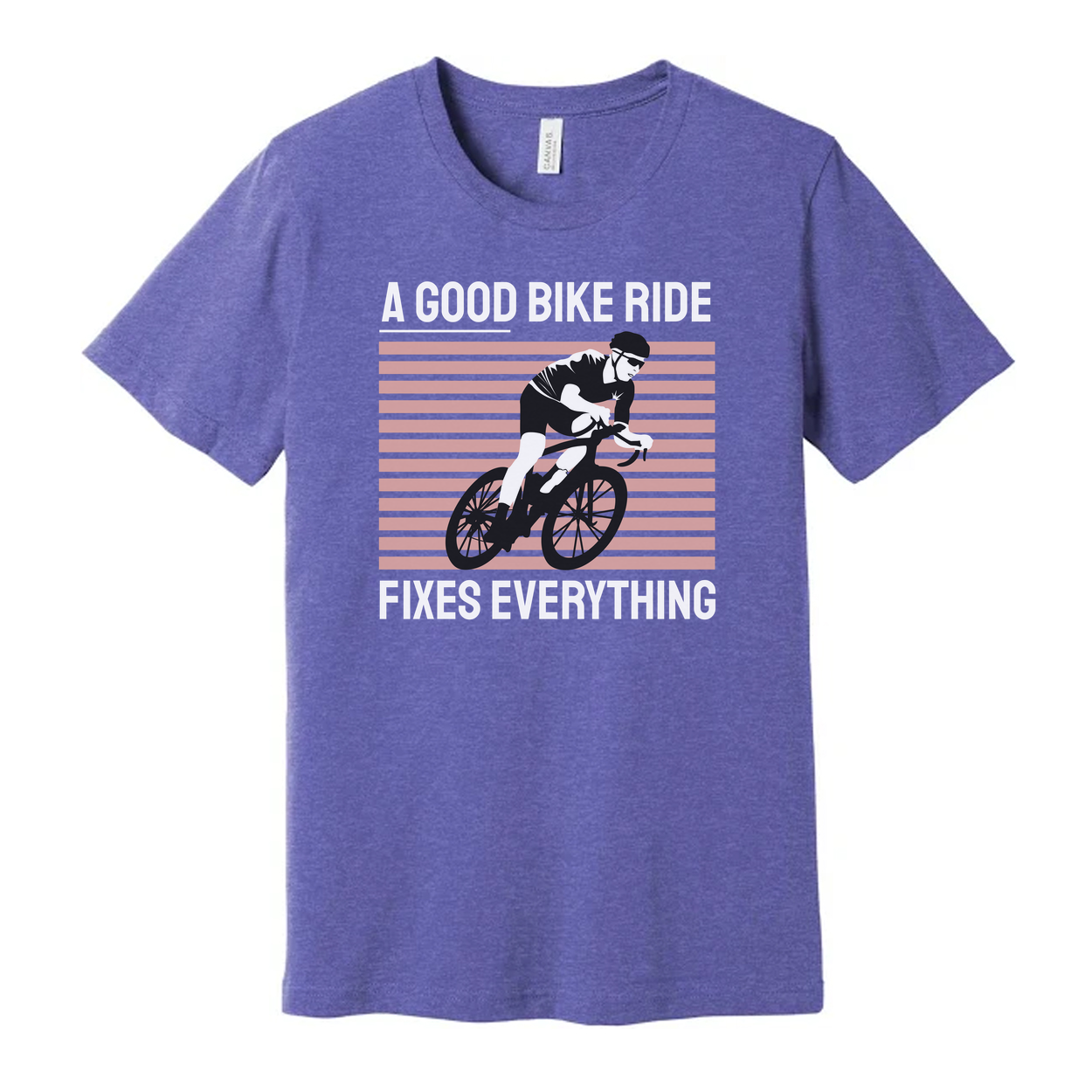 Graphic Cycling Tee With Retro Striped Background And Rider In Motion Illustration