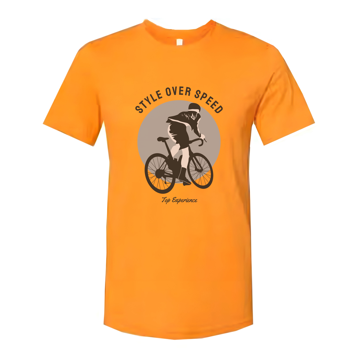 Unisex Graphic Cycling Tee With Style Over Speed Circle And Cyclist Silhouette Artwork