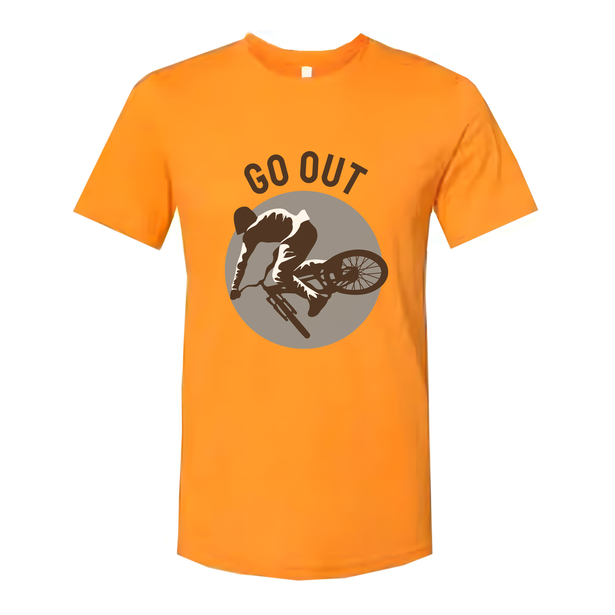 Go Out Mountain Biking Graphic Unisex T Shirt With Circular MTB Illustration For Outdoor Enthusiasts
