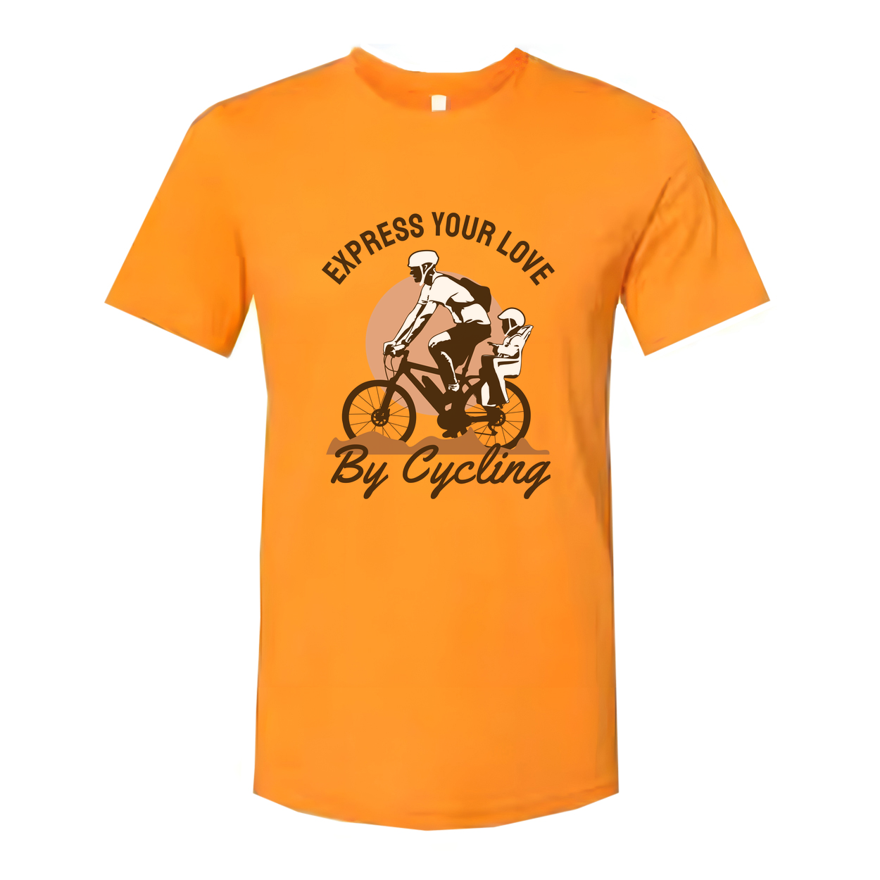 Express Your Love By Cycling Unisex Graphic Tee With Bike Rider And Child Design