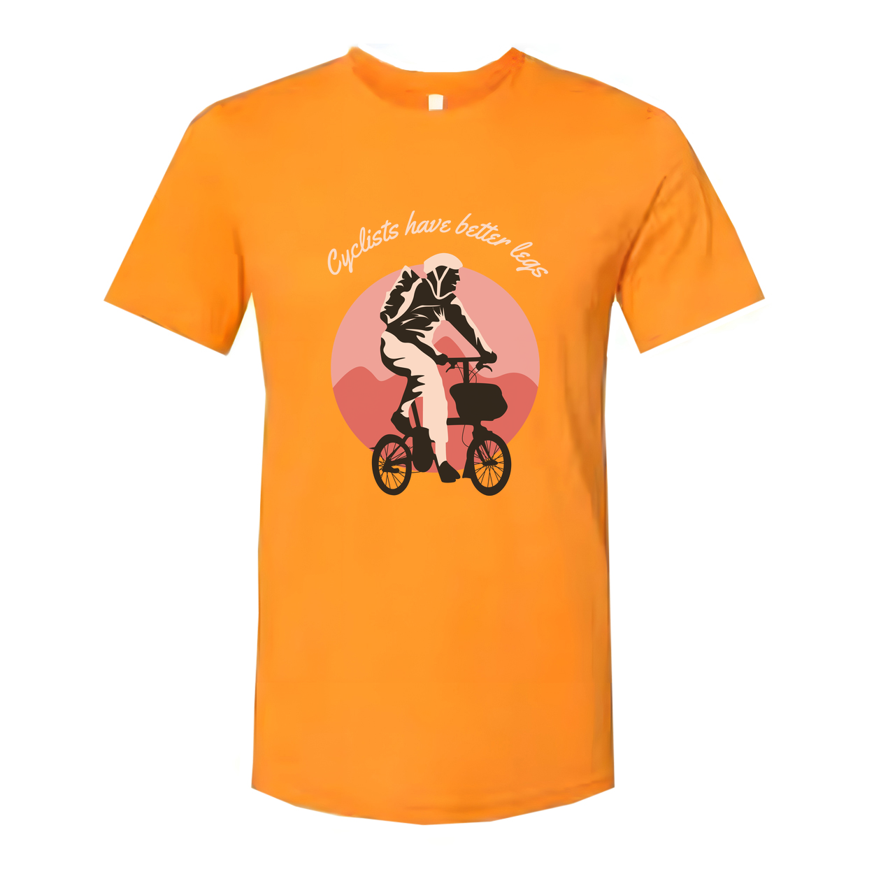 Unisex Cyclist Illustration T Shirt With Sunset Circle Background For Biking Enthusiasts