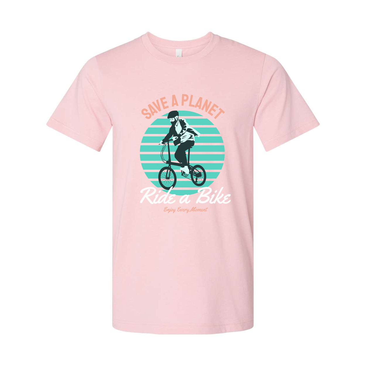 Unisex Bicycle Graphic T Shirt With Save A Planet And Ride A Bike Retro Illustration