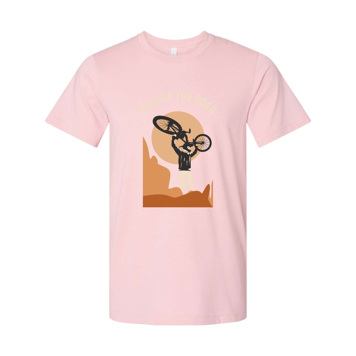 King Of The Road Cycling Graphic Unisex T Shirt Featuring Desert Canyon Silhouette And Sunset