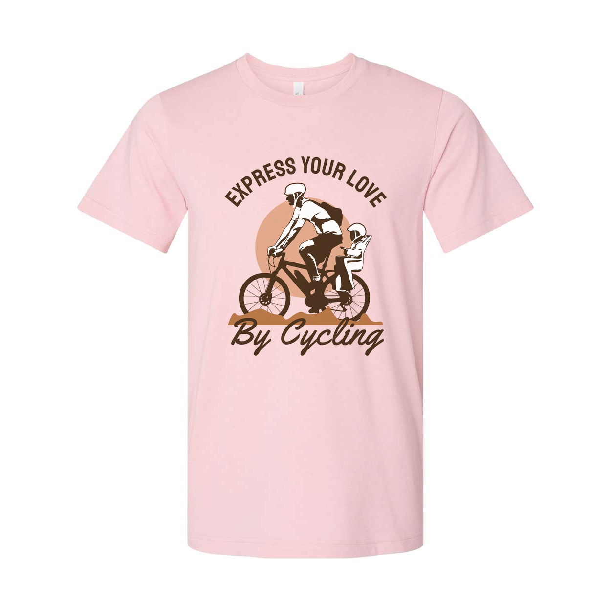 Express Your Love By Cycling Unisex Graphic Tee With Bike Rider And Child Design